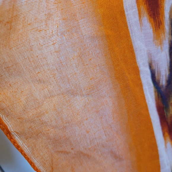 Scarf orange and multicolor Sheer Abstract 68 in x 38 in Colorful - Picture 3 of 4